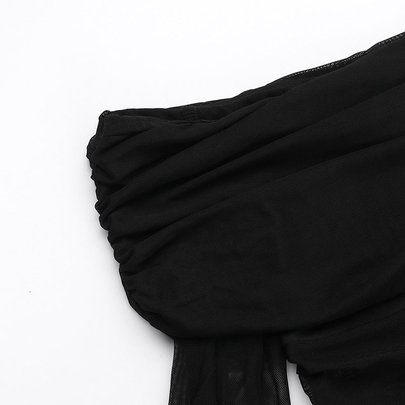 Aventury schulterfreies Kleid aus Netzstoff
