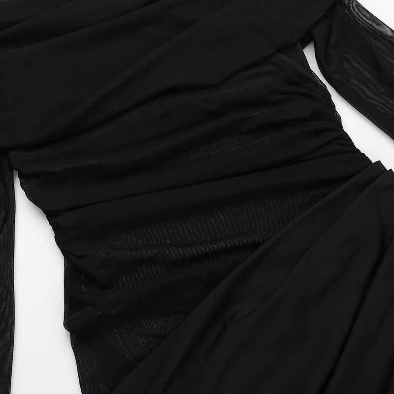Aventury schulterfreies Kleid aus Netzstoff