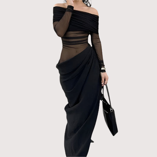 Aventury schulterfreies Kleid aus Netzstoff